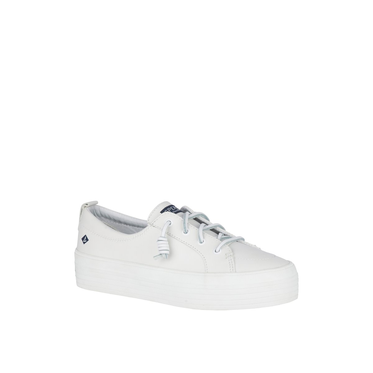 White Sperry Crest Vibe Platform Leather Sneaker | WEOQBDJ-03