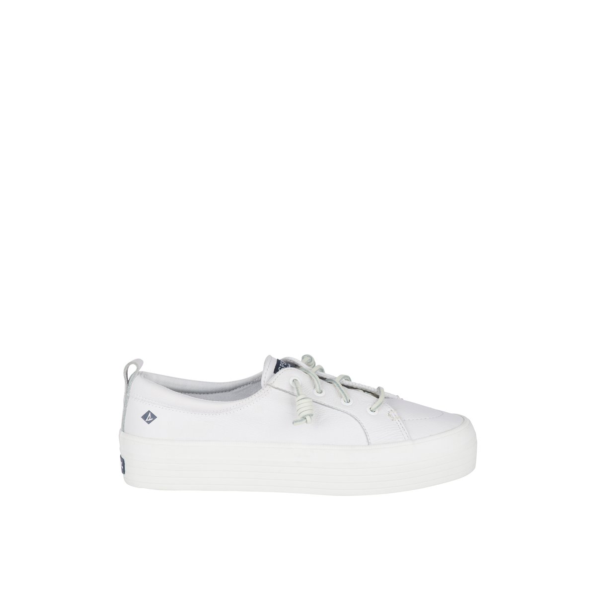 White Sperry Crest Vibe Platform Leather Sneaker | WEOQBDJ-03