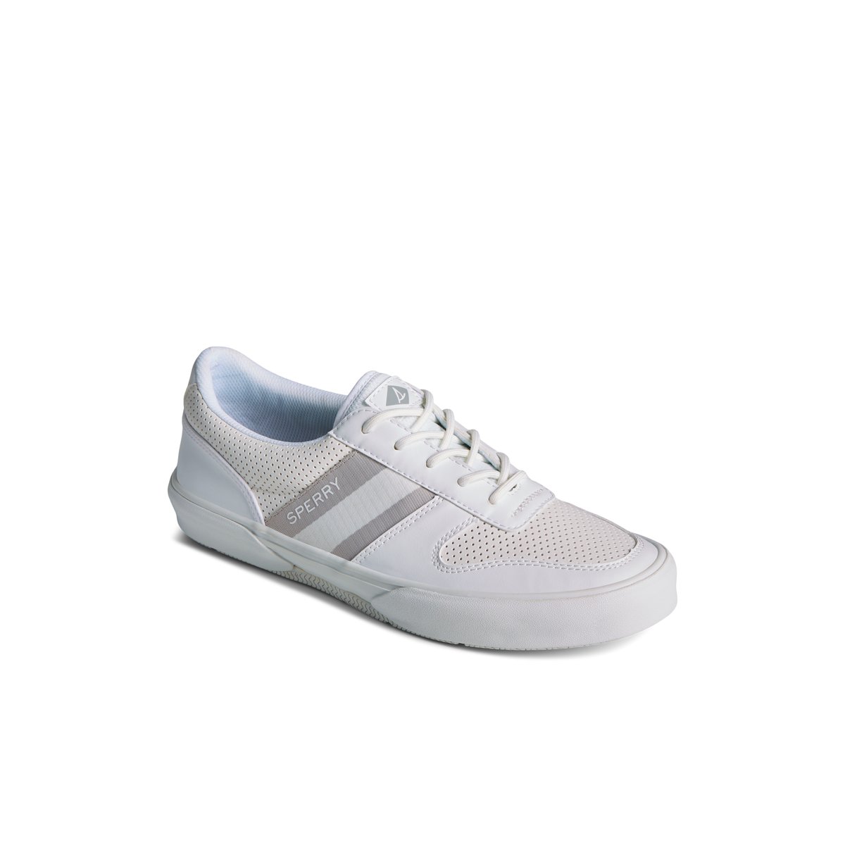 White Sperry Halyard Retro Lace Up Sneaker | EGDRSVL-94