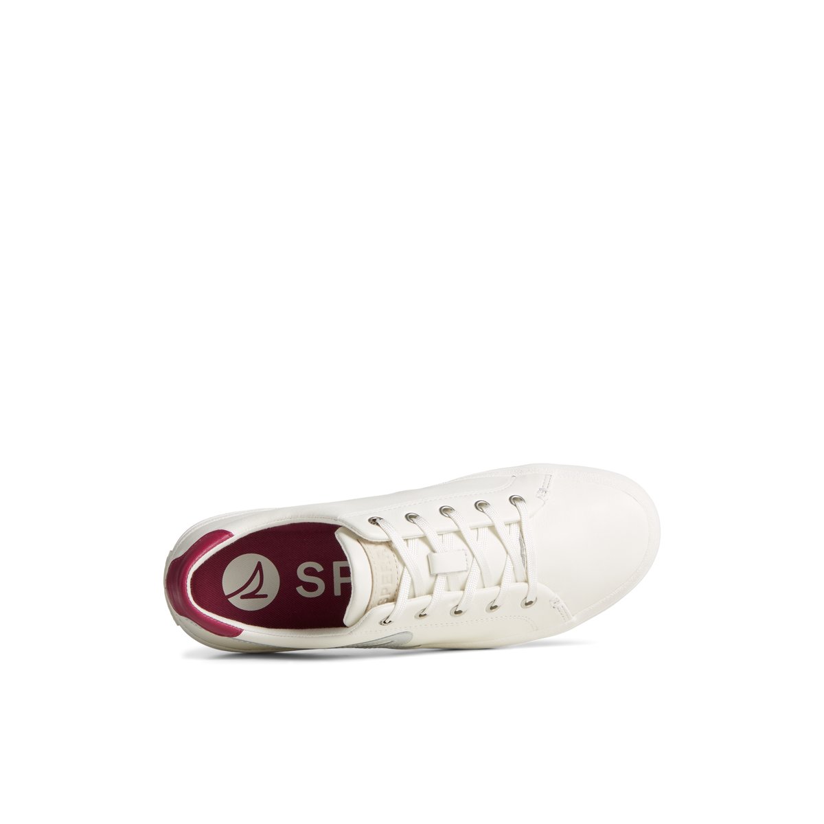 White Sperry Sandy Leather Metallic Sneaker | KYAZMOB-08