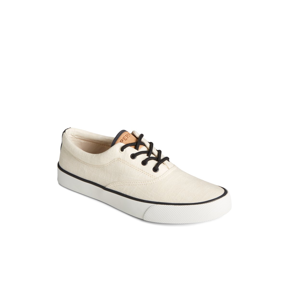 White Sperry Striper II Slub Linen Sneaker | EUNJAZW-34