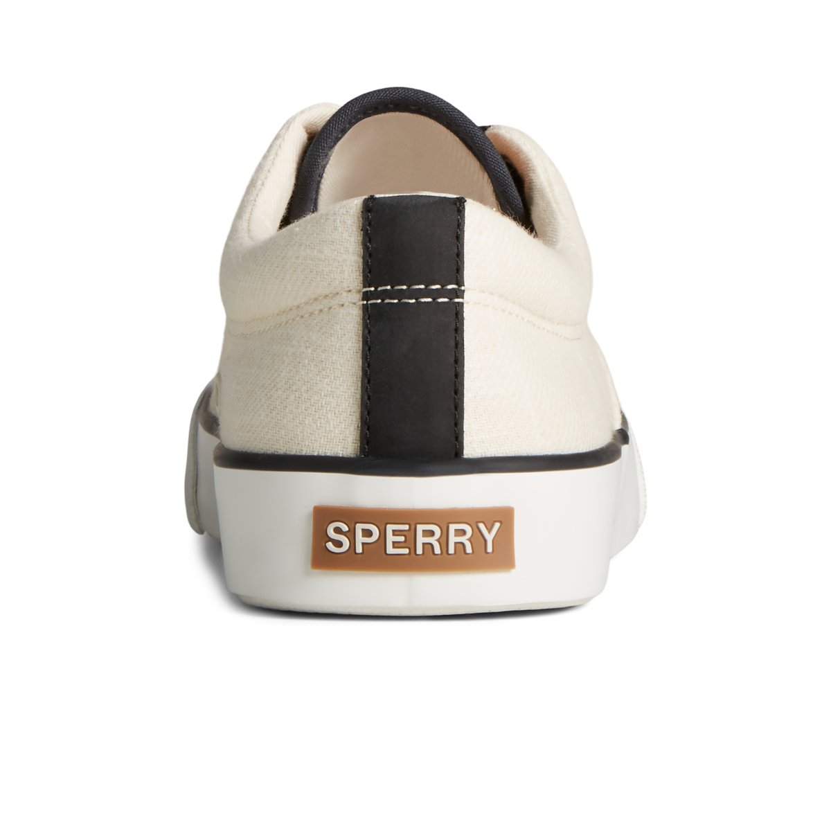 White Sperry Striper II Slub Linen Sneaker | EUNJAZW-34