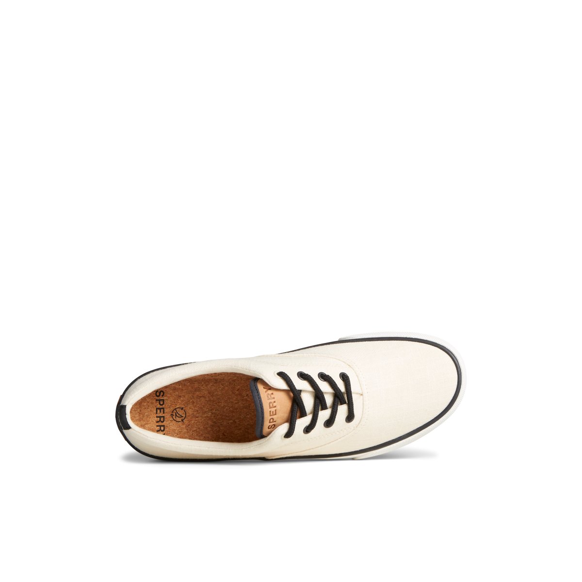 White Sperry Striper II Slub Linen Sneaker | EUNJAZW-34